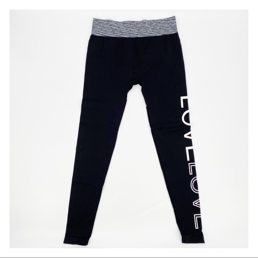 Soho Girls Love Love Black Leggings Printed Legs Size Large